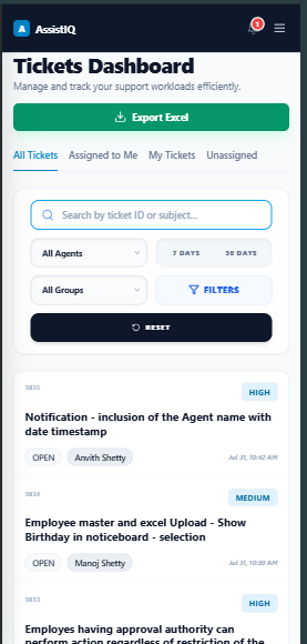 AssistIQ Mobile View